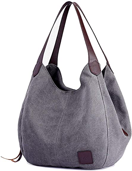 TCHH-DayUp Women Canvas Handbags Hobo Bag Women's Multi-pocket Cotton Shoulder Shopper Bags Totes Casual Top Handle Purses