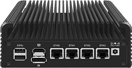 Micro Firewall Appliance, Mini PC, VPN, Router PC, Intel 12th Gen Core I3 N305, HUNSN RJ35, GPIO, TF Slot, HDMI, DP, 4 x 2.5GbE I226-V, Barebone, NO RAM, NO Storage, NO System