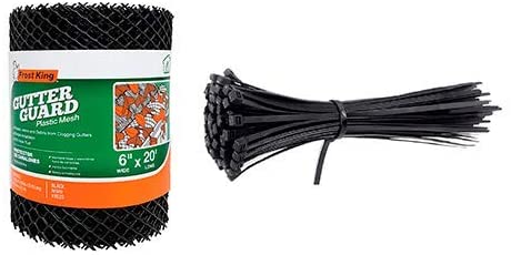 6"x20' Plastic Gutter Guard & Cable Ties 4 inch, 100 Pcs, Black