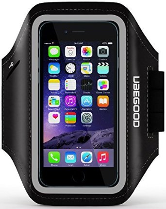 Ubegood Waterproof Sport Armband with Adjustable Running Belt for iPhone 6 Plus/6s/6/5S, Galaxy S6 edge /S6 edge/S6/S5 (6P-white)