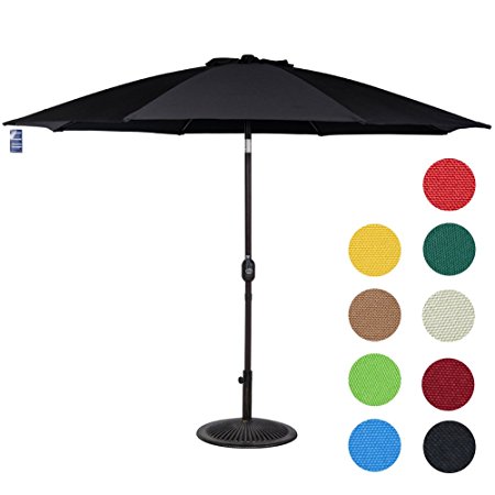 Sundale Outdoor 9 Feet Aluminum Patio Umbrella with Crank and Push Button Tilt, 8 Fiberglass Ribs (Black)