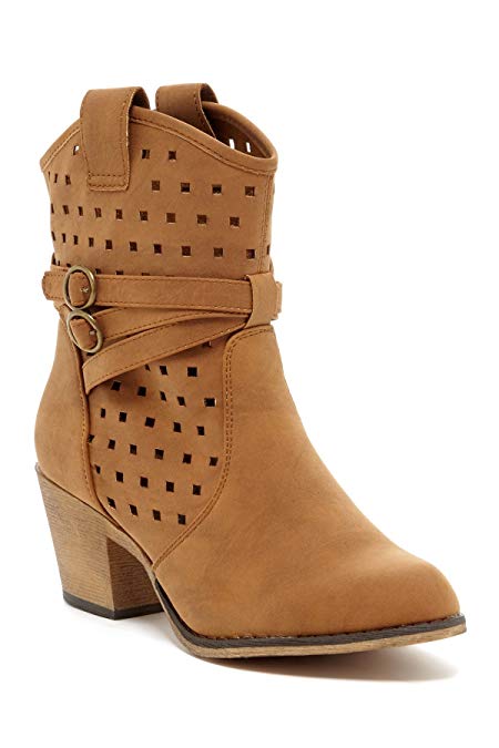 Charles Albert Women's Laser-Cut Perforated Western Cowboy Boot with Pull-Up Tabs