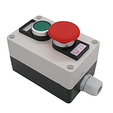 TWTADE/Green Momentary Pushbutton Switches, Red Mushroom Head Momentary Switch Push Button Station Box 440V 10A (Quality Assurance for 3 Years) hz-11GM