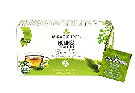 Miracle Tree - Organic Moringa Superfood Tea, 25 Individually Sealed Tea Bags, Green Tea