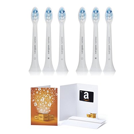 Philips Sonicare ProResults Gum Health Toothbrush heads (6-count) with $10 Amazon.com Gift Card, Standard Packaging