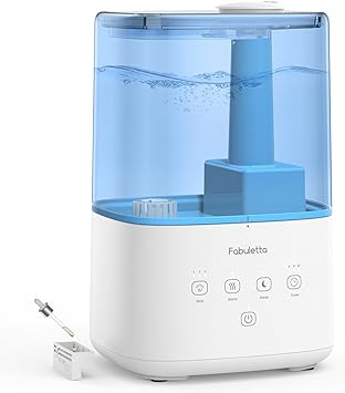 FABULETTA Humidifiers for Bedroom, Warm and Cool Mist Humidifier Large Room for home, 4.5L Top Fill Air Humidifier with Essential Oil Diffuser, 3 Mist Levels,Timer, 45H Work Time, Quiet Sleep Mode