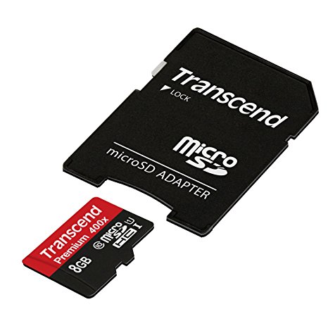 Transcend 8 GB MicroSDHC Class 10 UHS-1 Memory Card with Adapter (TS8GUSDU1)