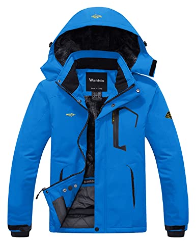 Wantdo Men's Mountain Waterproof Ski Jacket Windproof Rain Jacket Winter Warm Snow Coat