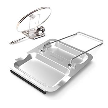 Lid Holder and Spoon Rest-Foldable for Easy Storage| Anti-slip base丨Utensils Lid Holder with Food-grade 304 Stainless Steel| Prevents Splatters Drips | Easy to Clean by Kitchendao