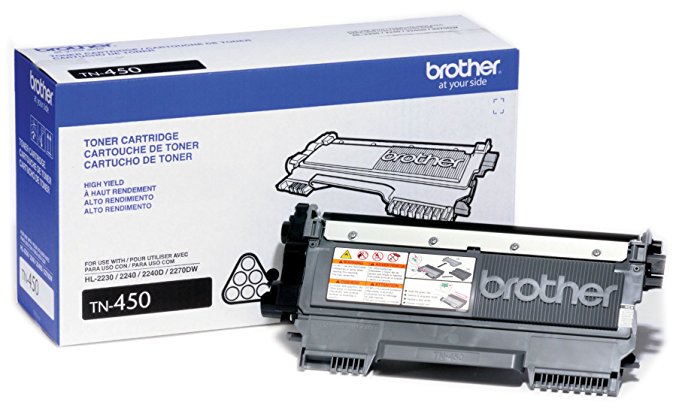 Brother Genuine High-Yield Toner Cartridge, TN450, Replacement Black Toner, Quality Printing, Page Yield Up To 2,600 Pages