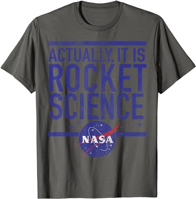 NASA Actually It Is Rocket Science Vintage Distressed Badge T-Shirt