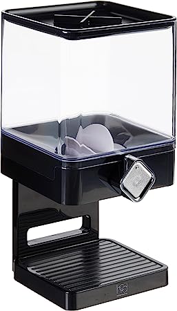 Zevro KCH-06127 Compact Dry Food Dispenser, Single Control, Black/Chrome