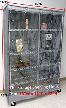 Storage Shelving unit cover, fits racks 36"Wx14"Dx72"H one side see through panel (Cover Only)