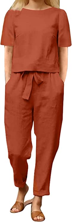 ZANZEA Women Summer Outfits Linen Suits Cotton Short Sleeve Shirt Wide Leg Trousers Pant Two Pieces Tracksuit Solid