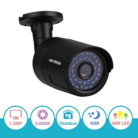 HIS VISION 960P AHD Camera,150ft Night Vision Security Camera,3.6mm Lens 36 Leds CCTV Camera w/ IR CUT,1.3MP AHD Indoor/Outdoor Security Camera PK 720P Only Work w/ AHD Hybrid DVR(Metal Casing)