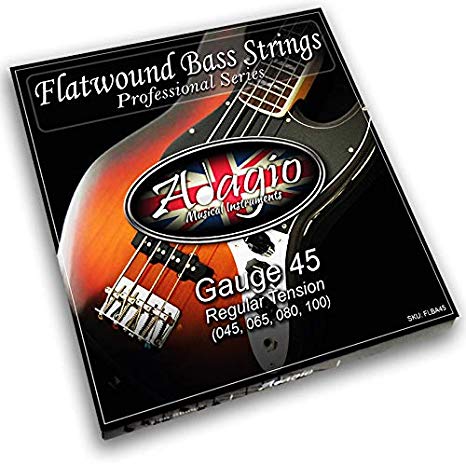 Adagio Flatwound Electric Bass Guitar Strings 45-100 Nickel Standard Regular Gauge