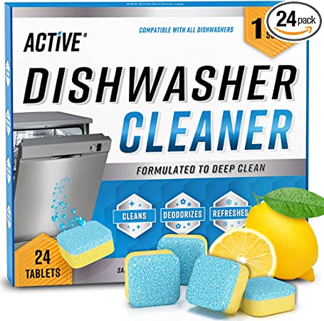 Dishwasher Cleaner And Deodorizer Tablets - 24 Pack Deep Cleaning Descaler Pods Formulated To Clean Dish Washer Machine, Heavy Duty And Septic Safe, Natural Remover For Limescale, Hard Water, Calcium, Odor, Smell - 12 Month Supply