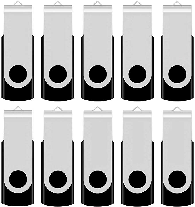 2GB Flash Drive Bulk, Aiibe 50PCS 2GB USB Flash Drive Swivel USB 2.0 Thumb Drives Memory Stick Pen Drive in Bulk/Wholesale/Lot (2G, 50 Pack, Black)