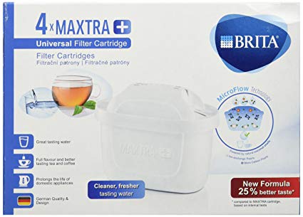 BRITA Maxtra   – 4 Replacement Filters Compatible with 4 Months of Water Filter-4 Cartridges, White, Plus