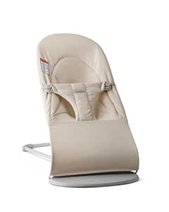 BabyBjörn Bouncer Balance Soft, Light Beige, Woven/Jersey, Tri-Fabric | 2-in-1 Adjustable Baby Bouncer Seat and Toddler Chair, Newborn to Toddler (8-29 lbs), 4 Positions, Lightweight & Portable