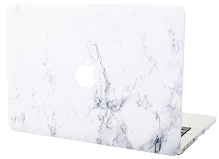 KEC MacBook Pro 15 Inch Case (CD Rom) Plastic Hard Shell Cover Protective A1286 (White Marble)