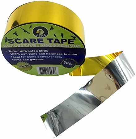 Ugold Bird Repellent Scare Tape Bird Repellent Ribbon - 1'' x 500 Ft (Gold)