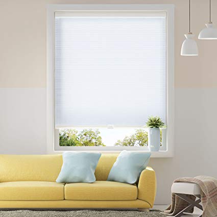SBARTAR Honeycomb Cellular Shades Cordless Light Filtering for Windows Inside & Outside Mount, 48x64 inch, White(Light Filtering)