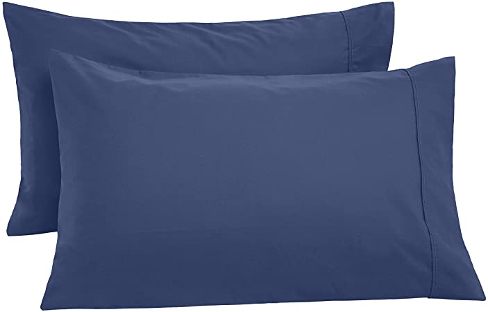 AmazonBasics Ultra-Soft Cotton Pillow Cases - Standard, Set of 2, Midnight Blue