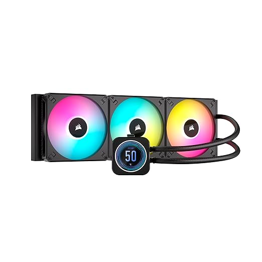 Corsair iCUE H170i Elite LCD XT Liquid CPU Cooler - IPS LCD Screen - Three AF140 RGB Elite Fans - 420mm Radiator - Fits Intel LGA 1700, AMD AM5, and More - Included iCUE Commander CORE - Black