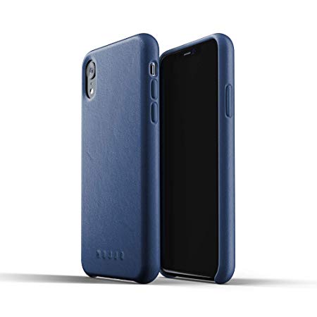 Mujjo Full Leather Case for iPhone Xr | Premium Genuine Leather, Natural Aging Effect | Super Slim, Leather Wrapped, Wireless Charging (Morocco Blue)