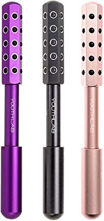 YOUTHLAB Radiance Roller - Germanium Stone Uplifting Face/Eye/Body Massager Beauty Roller/Tool for Skin Tightening/Firming, De-Puffing, Anti-Aging and Tension Relief (Rose Gold and Purple) (Purple)