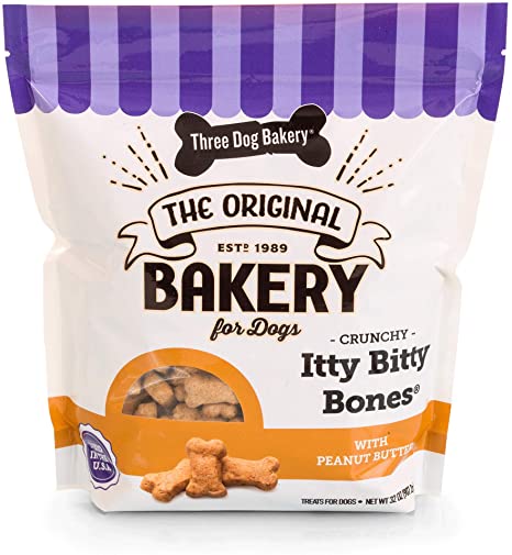 Three Dog Bakery Biscuits Miniatures Peanut Butter Dog Treats, 32-Ounce