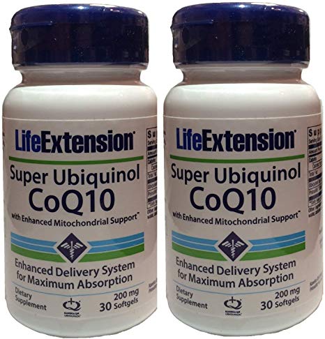 Super Ubiquinol CoQ10 with Enhanced Mitochondrial Support 200 Milligrams, 30 Softgels (Pack of 2)