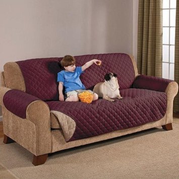 Deluxe Reversible Sofa Furniture Protector Burgundy  Tan
