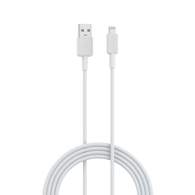 Portronics Konnect Link USB to 8PIN Fast Charging Cable with iOS Compatibility, 3.0A Output, 480Mbps Data Transfer, 1M Length(White)