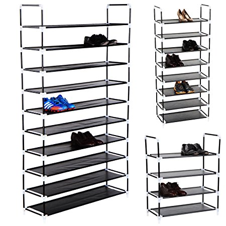 Miadomodo Shoe Rack (Black) Shelf Storage Shoes Organizer in Different Sizes Practical Shoes Stand Cabinet (XL)