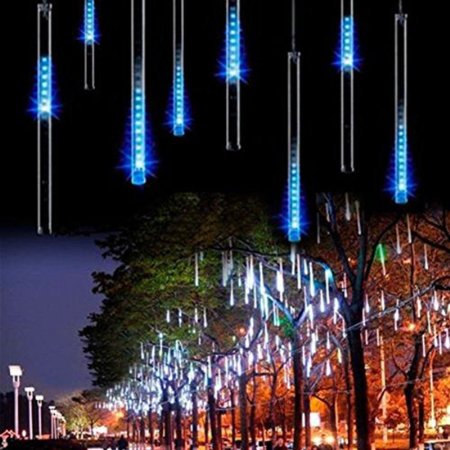 Esonstyle 30cm 144 LED Meteor Shower Rain Lights Waterproof 8 Tubes String for Xmas(Blue Color)