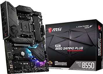 msi MPG B550 Gaming Plus AM4 ATX Gaming Motherboard MB 4xDDR4 4xPCIE 2xM.2 HDMI DP RAID LAN 6xSATAIII 2xUSB3.2 8xUSB2.0 (7C56-003R)