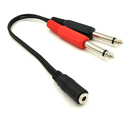 Poyiccot 3.5mm to 1/4 Adapter Cable, 1/8 to 1/4 Stereo Cable, 1/4 to 3.5mm Headphone Adapter, 3.5mm (Mini) 1/8" TRS Stereo Female to 2 Dual 1/4 Inch 6.35mm Mono TS Male Y Splitter Cable, 20cm/8inch