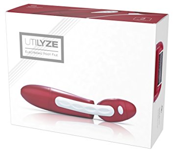 UTILYZE Rechargeable Electric Hard Skin Remover Wet & Dry Pedicure Foot File With Turbo-Boost Motor - 2 Extra Coarse Rollers & 1 Fine Coarse Roller Included (Red)