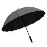 Becko 47 Inches Auto Open Umbrella Long Umbrella with 16 Ribs Durable and Strong Enough for the Fierce Wind and Heavy Rain Classic Style with Soft Foam Rubber Stick Handle Unisex Umbrella