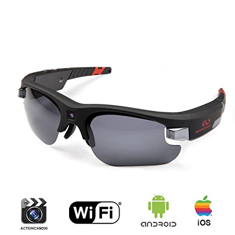 Wosports Video Spy Sunglasses Camera HD 720P 8GB WiFi Glasses Hidden Video Recorder DVR Wearable Camcorder IOS Android APP Control(Black)