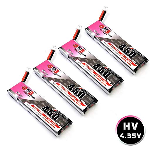 4pcs GAONENG 450mAh 1S HV 3.8V LiPo Battery 80C JST-PH 2.0 PowerWhoop mCPX Connector for EMAX Tinyhawk Brushless Micro Racing Drone Inductrix FPV Plus Kingkong Tiny 7 Beta75S Micro FPV Racing Drone