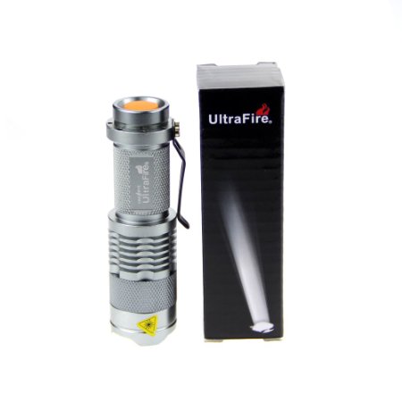 UltraFire® WF-68B 7W 300LM Mini CREE LED Flashlight Torch Adjustable Focus Zoom Light Lamp -Silver