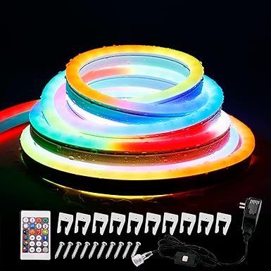16.4FT Neon Lights Rainbow, LED Flexible Linkable Waterproof RGB Dream Color Chasing Strip Rope Lights for DIY Sign Living Gaming Room Bedroom Bars Wall Party Wedding Christmas Indoor Outdoor Décor
