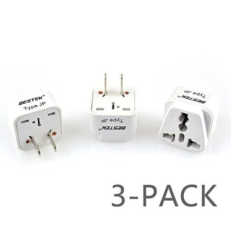 BESTEK [3-Pack Small Travel Size] Grounded Universal Plug Adapter Travel Companion Universal Plug for Japan