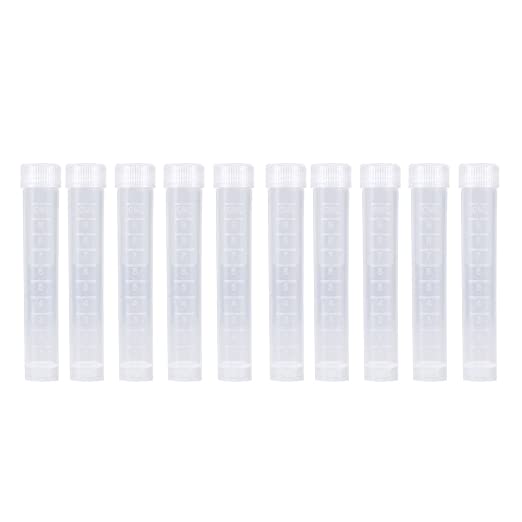 Test Tube, 10 Pcs 10ml Plastic Frozen Test Tubes Vial Screw with Seal White Cap Pack Container