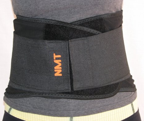 NMT Lower Back Brace  New Natural Back Pain Relief  Physical Therapy  Adjustable Black Support Belt Scoliosis  Posture Corrector for Men and Women  Medium-L Length Approx 43 inches