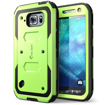 Galaxy S6 Active Case, [Heave Duty] **Slim Protection** i-Blason Armorbox [Dual Layer] Hybrid Full-body Protective Case with Front Cover and Built-in Screen Protector / Impact Resistant Bumpers Cover for Samsung Galaxy S6 Active 2015 Release **Does Not Fit Regular Galaxy S6** (Green)