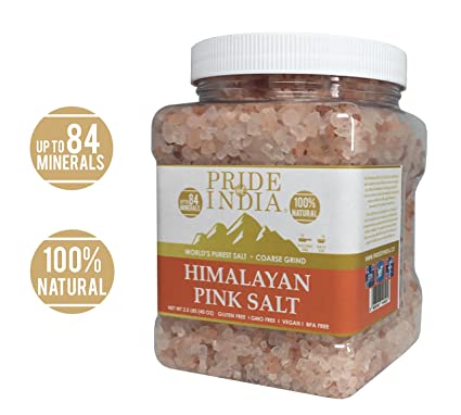 Pride Of India - Pure Himalayan Pink Salt - Enriched w/ 84  Natural Minerals, Coarse Grind 2.5 Pound (40oz) Jar - Himalayan Salt, Himalayan Pink Salt, Pink Himalayan Salt, Grind Salt, Pure Rock Salt